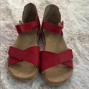 Remonte Red Sandals with Crossover Straps